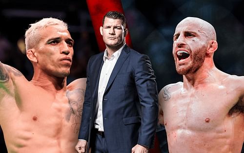 From left to right: Charles Oliveira, Michael Bisping, and Alexander Volkanovski