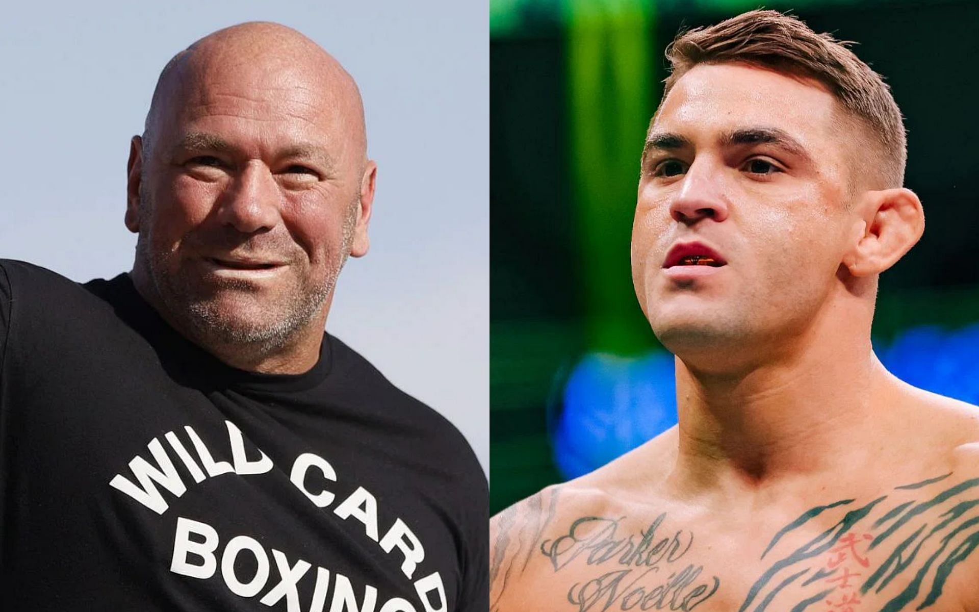 Dana White (left), Dustin Poirier (right)