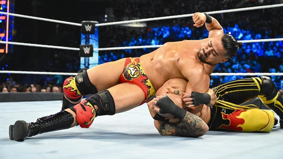 Angel Garza during his match with Ricochet on SmackDown after WrestleMania.