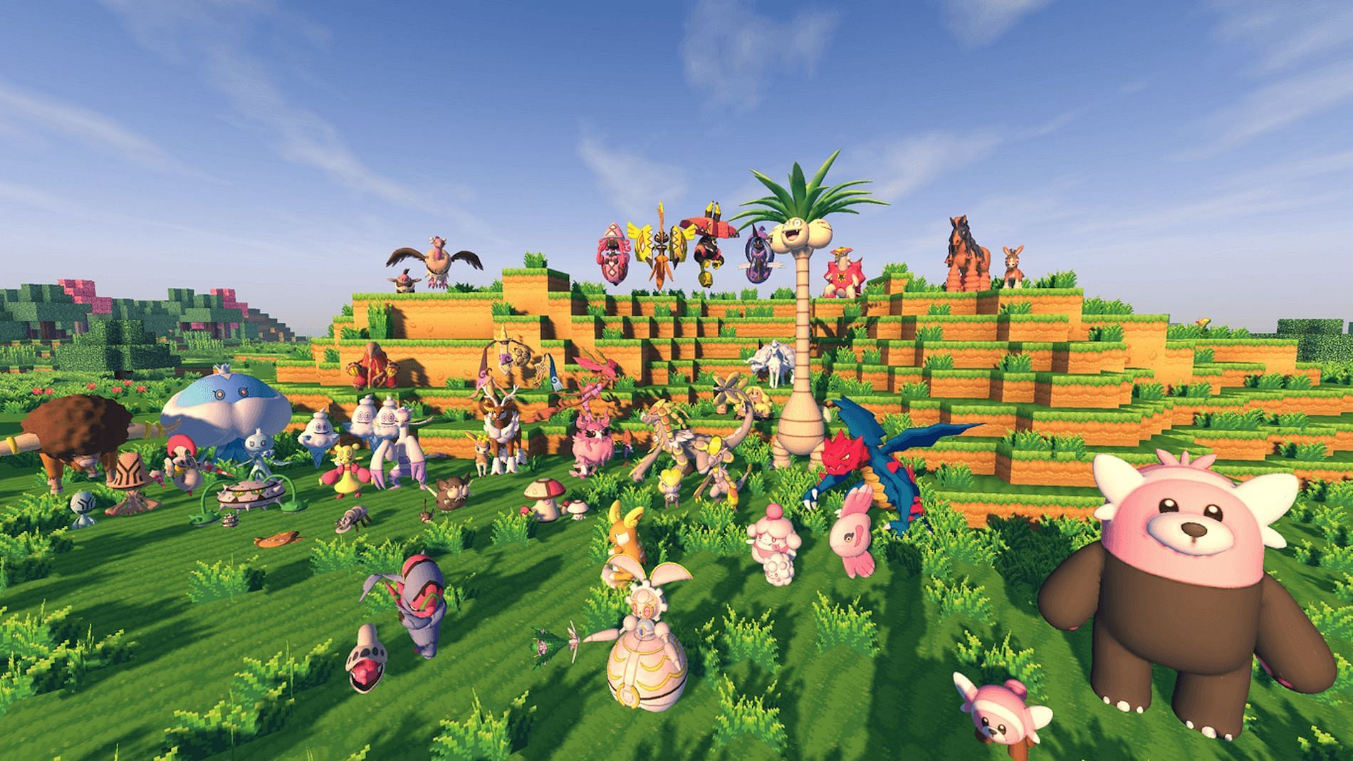 Pixelmon in the game. [Image via Minecraft]