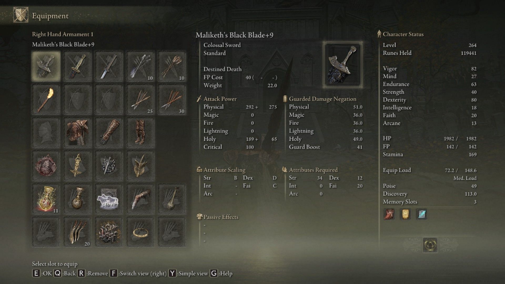 Maliketh&#039;s Black Blade is quite good for strength/faith builds in the game (Image via Elden Ring)