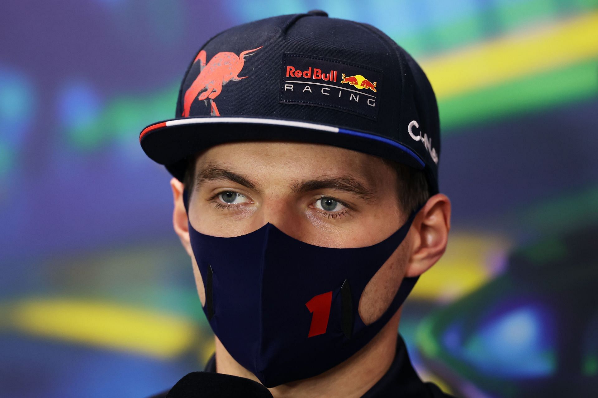 Max Verstappen of the Netherlands and Oracle Red Bull Racing talks in the Drivers Press Conference prior to practice ahead of the F1 Grand Prix of Australia at Melbourne Grand Prix Circuit on April 08, 2022 (Photo by Robert Cianflone/Getty Images)