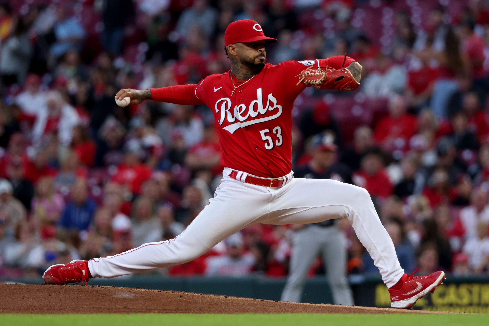 Vladimir Gutiérrez on the mound in his first start of 2022