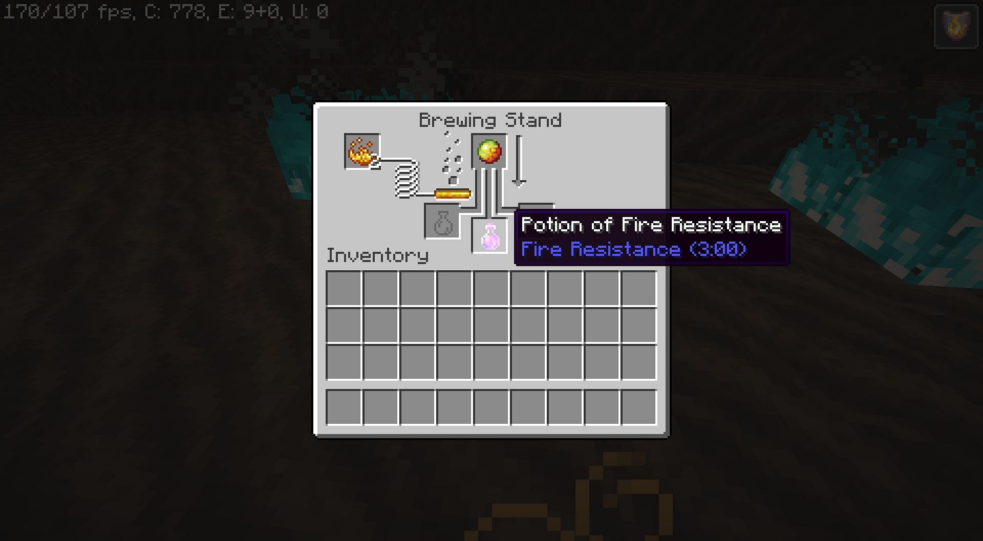 Brewing the liquid (Image via Minecraft)