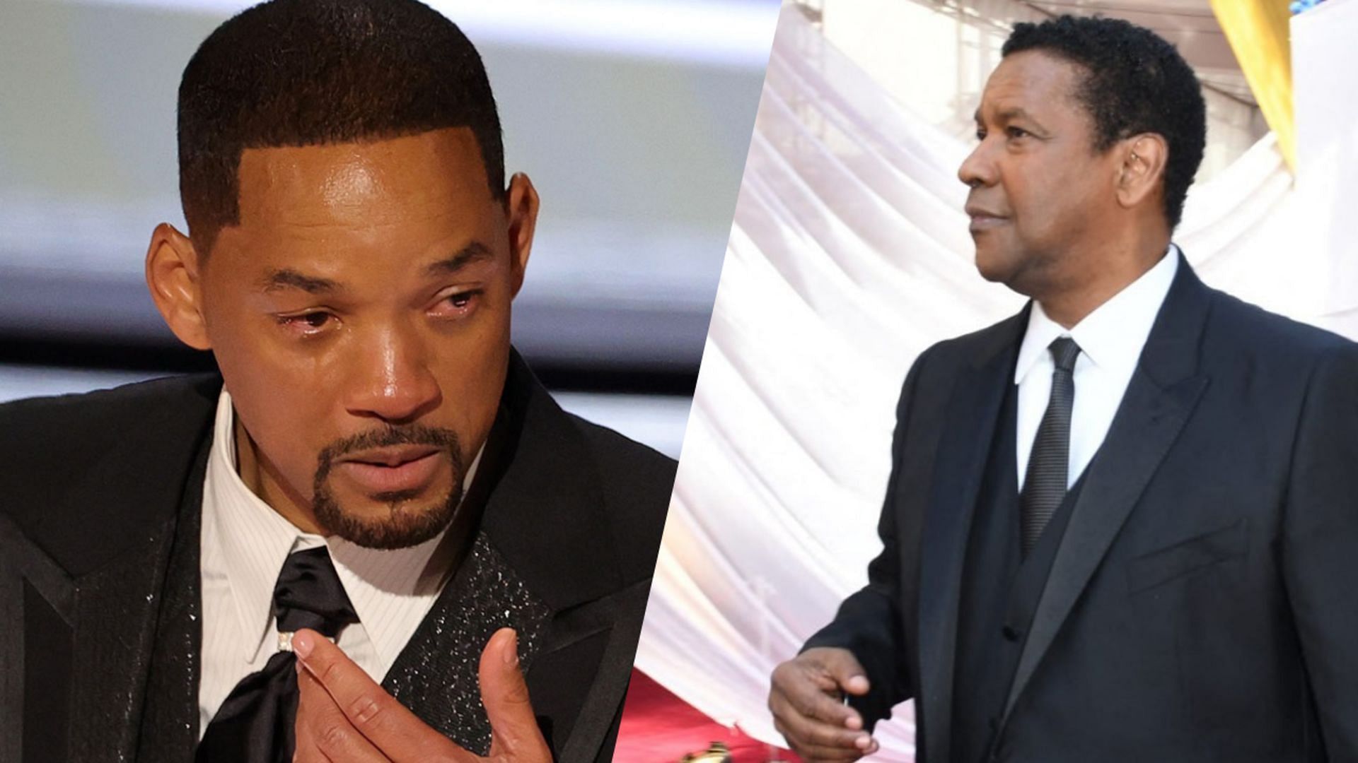 Denzel Washington expresses his opinions about Will Smith&#039;s Oscars 2022 slap (Image via Neilson Barnard/Getty Images &amp; Valerie Macon/AFP/Getty Images)