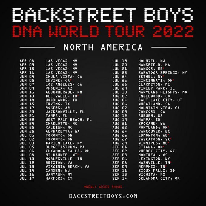 bsb dna world tour 2022 setlist
