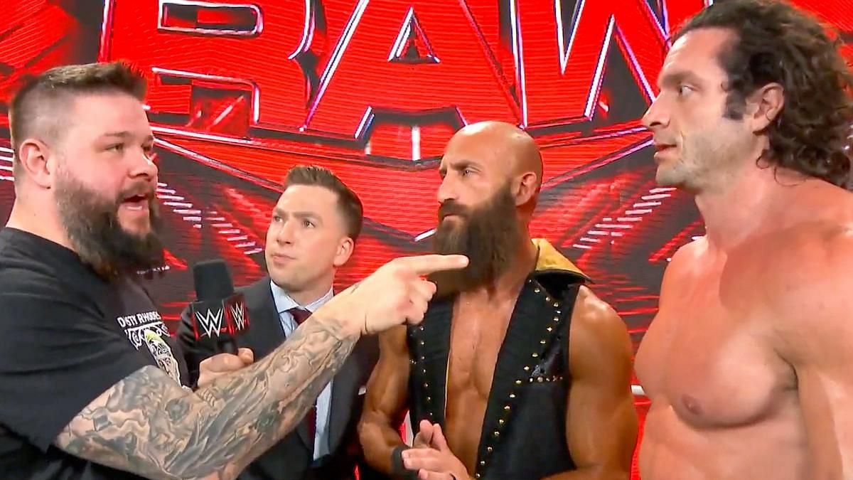 Tommaso Ciampa in a backstage segment with Kevin Owens and Ezekiel