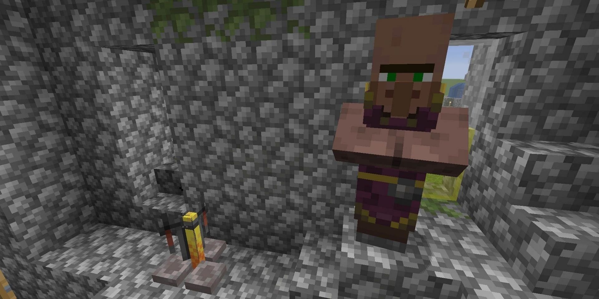 Cleric villagers are excellent sources of emeralds (Image via Mojang)