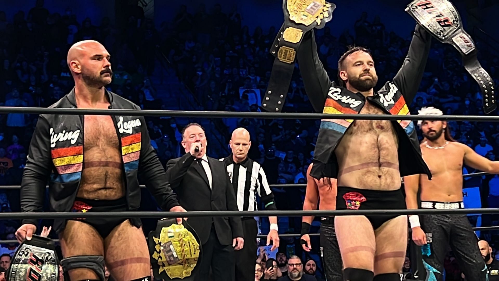 FTR as the ROH and AAA Tag Team Champions in 2022