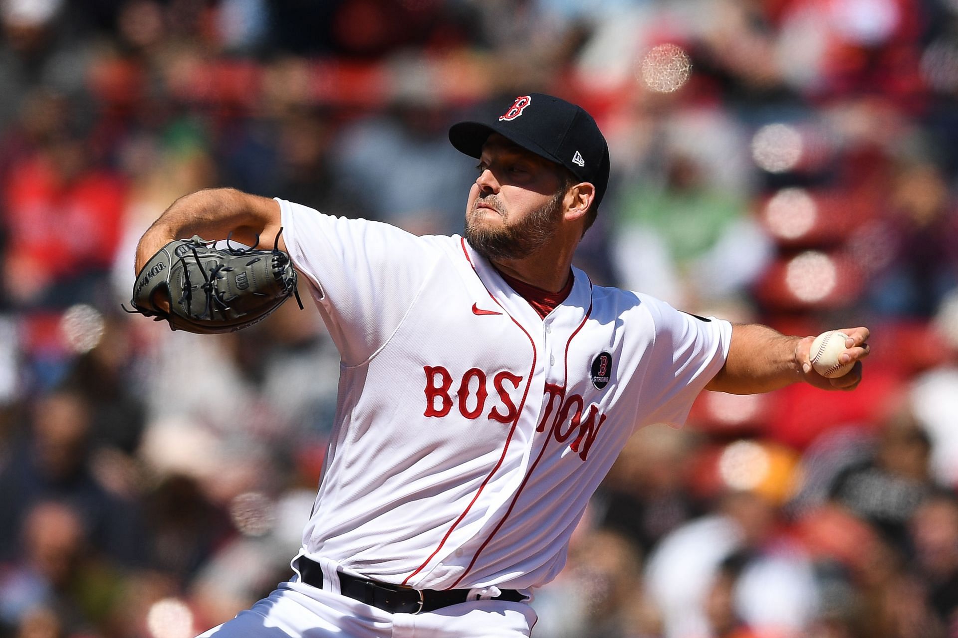 Rich Hill fires a pitch during the Red Sox home opening series. Minnesota Twins v Boston Red Sox