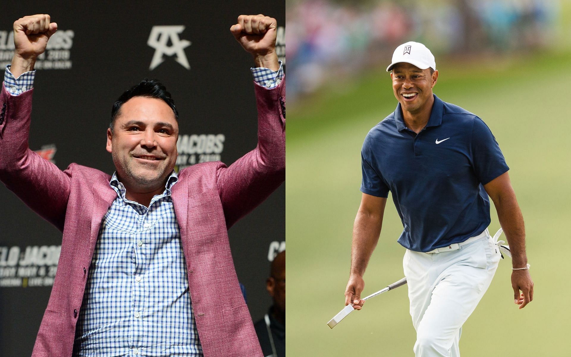 Oscar De La Hoya (left) and Tiger Woods (right)