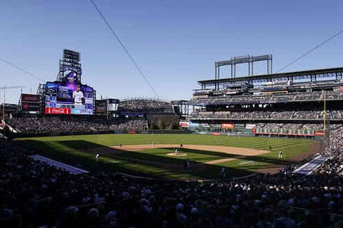 Opening Day at Coors Field, Denver, Colorado, home of the Colorado Rockies. Dodgers v Colorado Rockies