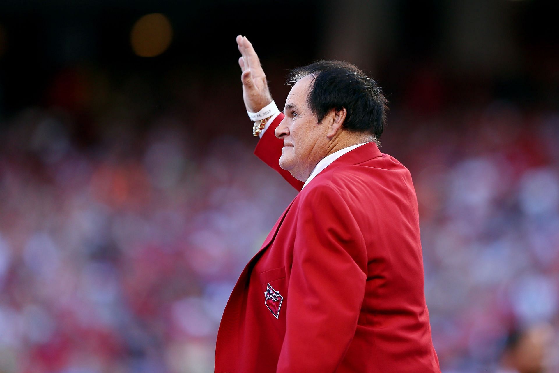 Pete Rose in the pre-game ceremonies of the 86th MLB All-Star Game