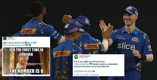 "Might be 14 now" - Fans roast Mumbai Indians as they lose eight matches on the trot in IPL 2022