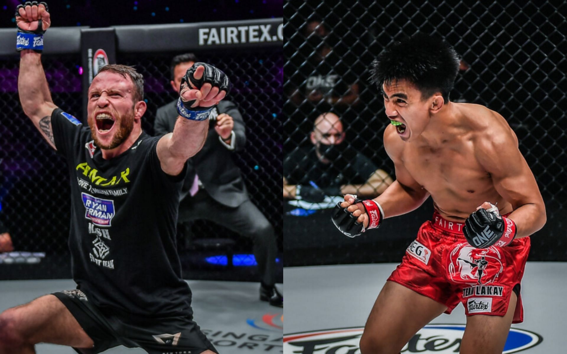 Jarred Brooks (left) calls Joshua Pacio (right) a pussy in another one of his call outs that targeted the ONE strawweight world champion. [Photos ONE Championship]