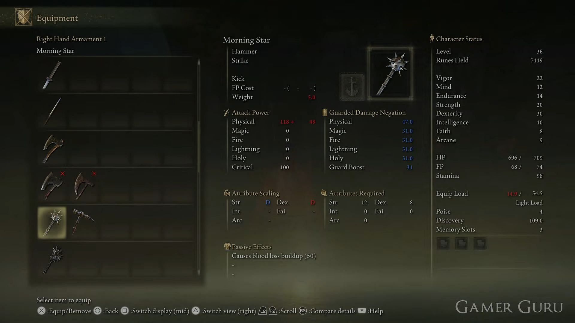 Morning Star is one of the most overpowered weapons to obtain in the early game in Elden Ring (Image via Gamer Guru/Youtube)
