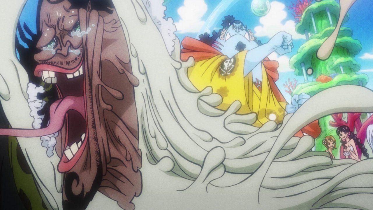 Caribou being defeated by Jinbe (Image via Toei Animation)
