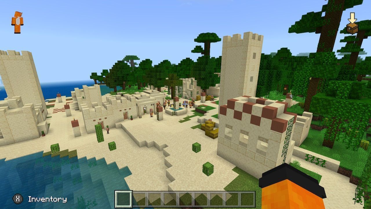 Players can find a jungle temple inside of this village (Image via Minecraft)