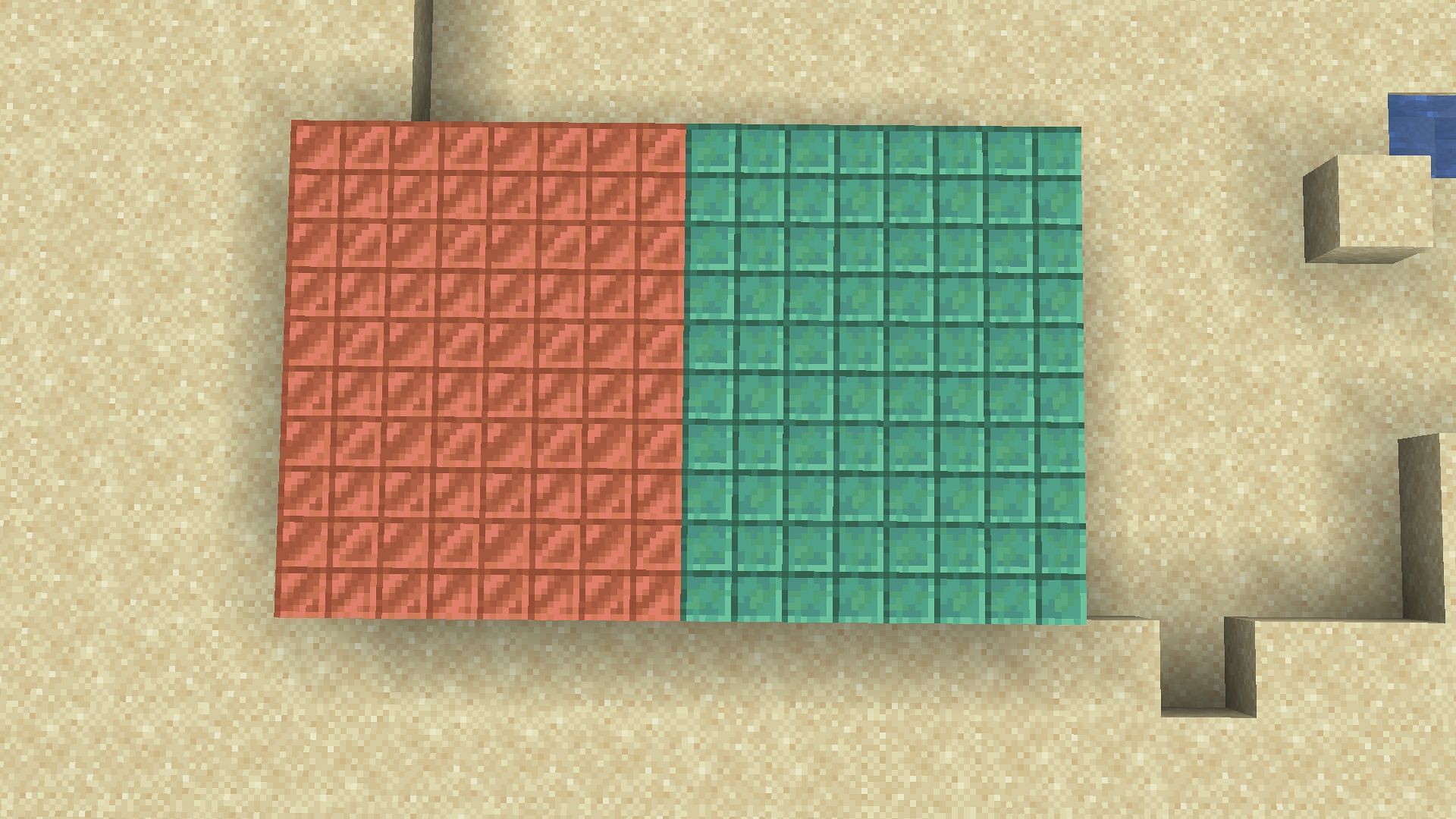 Cut copper and oxidized cut copper (Image via Minecraft)