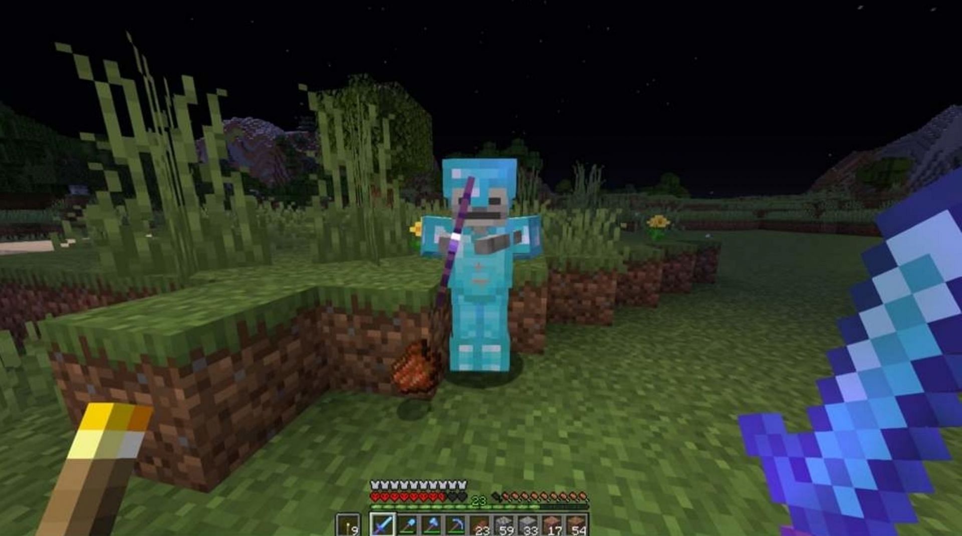 A hostile mob with full diamond armor has an astronomically small spawn rate (Image via Mojang)