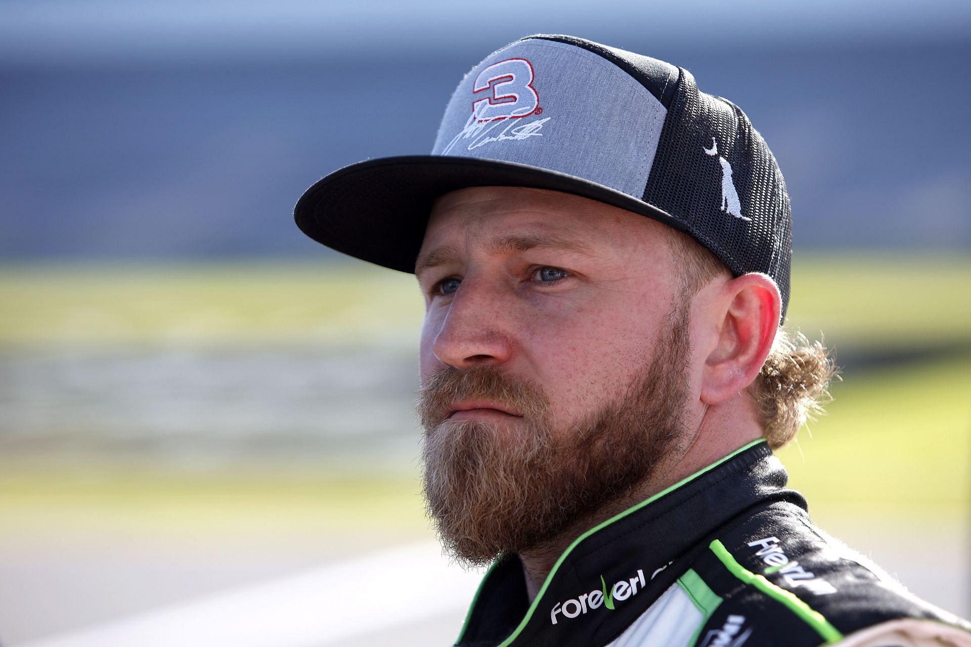 Jeffrey Earnhardt looks on during qualifying for the NASCAR Xfinity Series Ag-Pro 300 at Talladega Superspeedway. (Photo by Sean Gardner/Getty Images