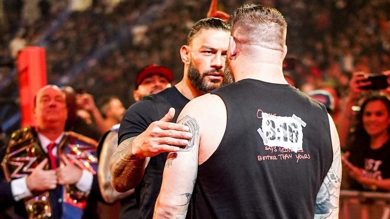 The Tribal Chief comes face to face with Kevin Owens after RAW