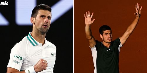 Novak Djokovic (L) and Carlos Alcaraz.