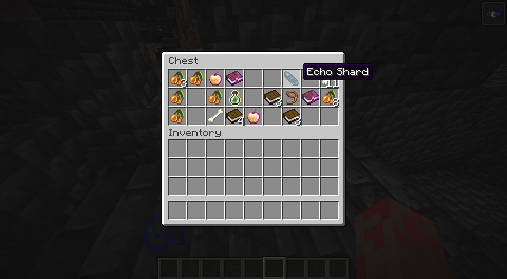 Echo shard in an Ancient city chest (Image via Mojang)