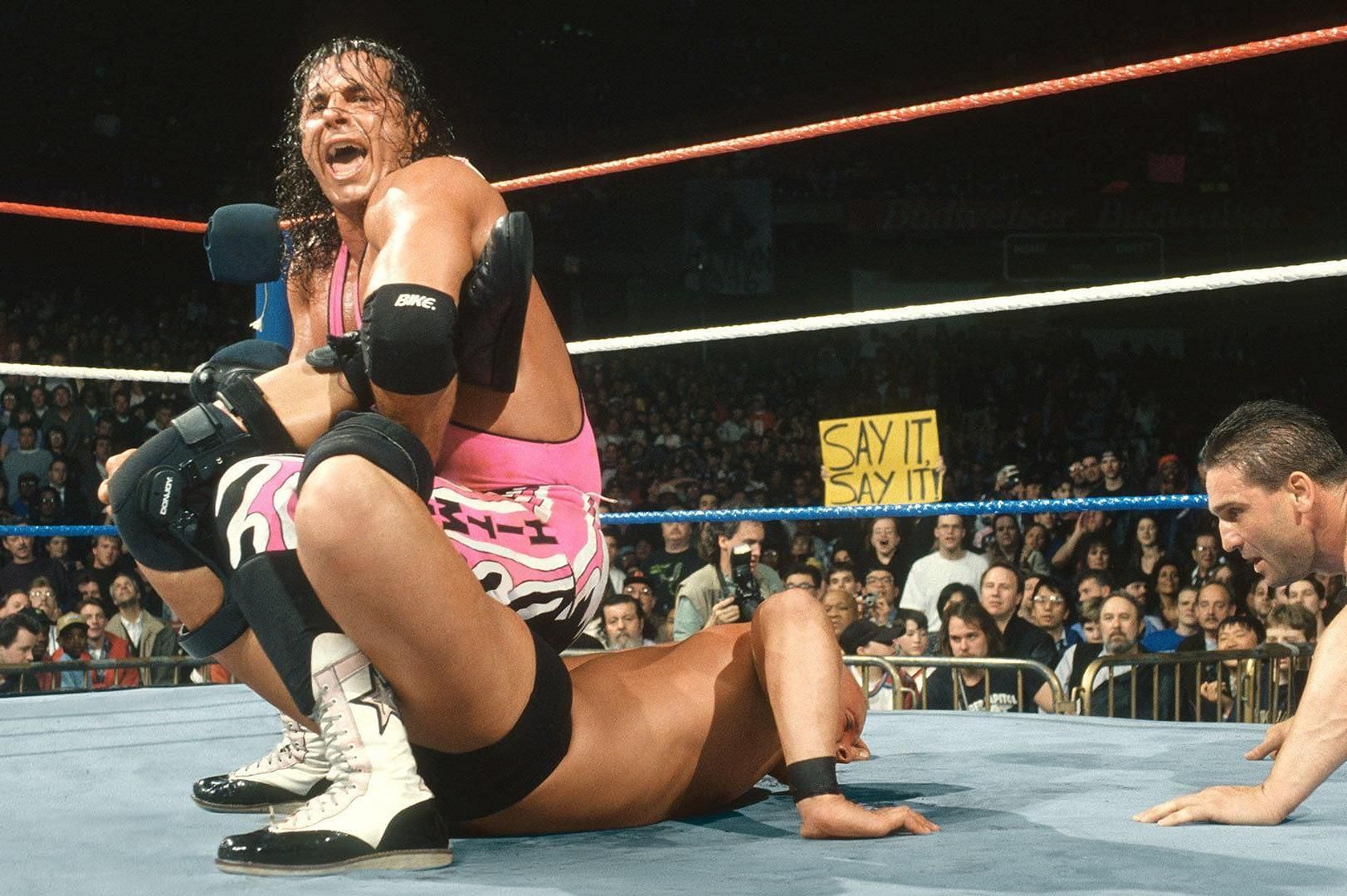 Bret Hart locks in the sharpshooter