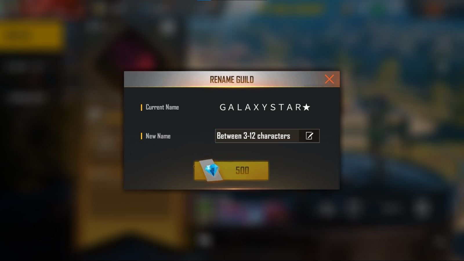 It is quite expensive to change the guild name (Image via Garena)
