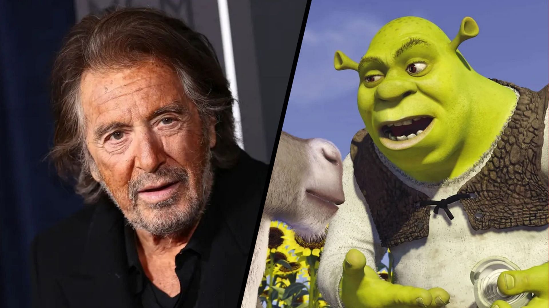 Pacino uses Shrek iPhone case (Image via Dimitrios Kambouris/Getty Images and DreamWorks)