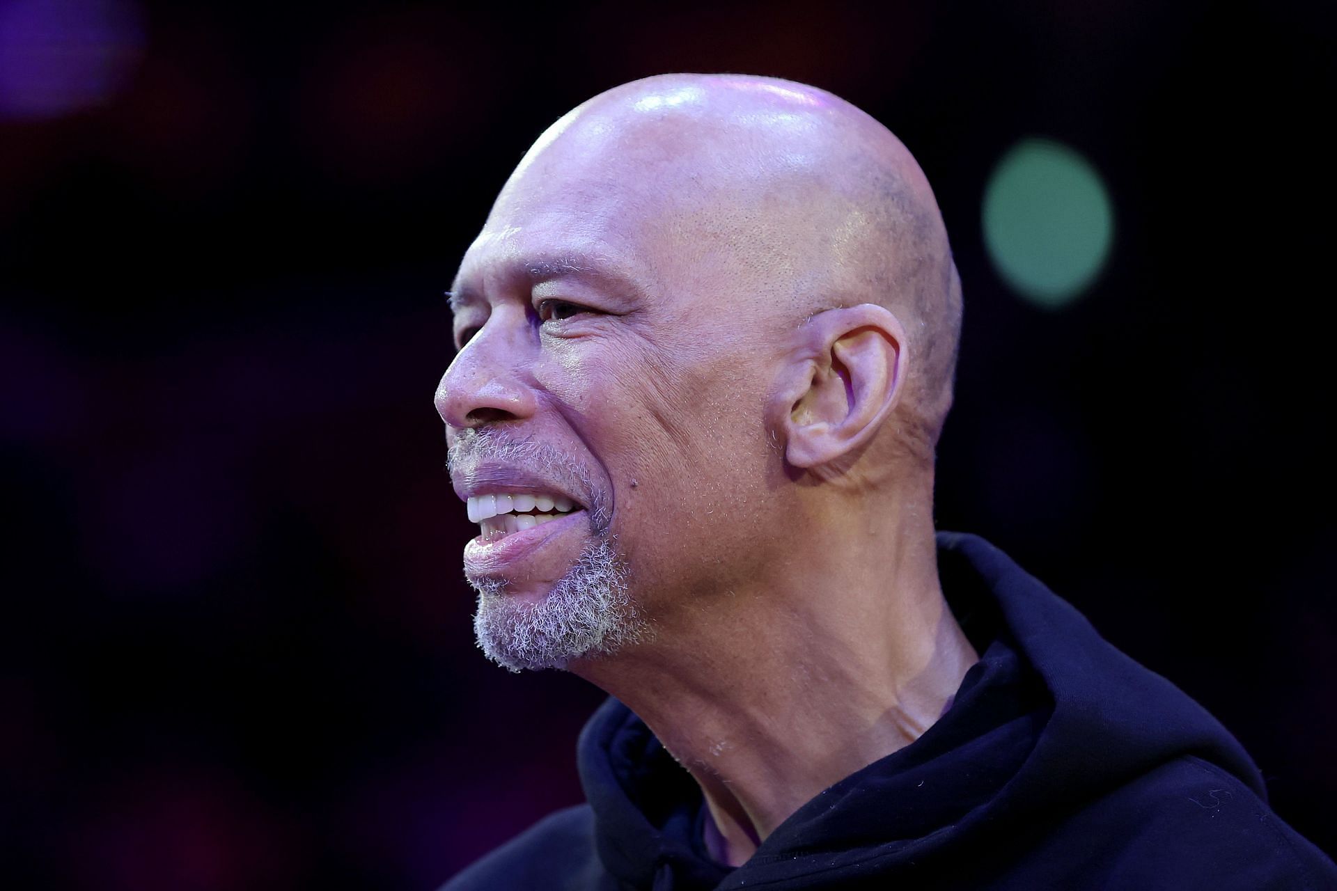 Kareem Abdul-Jabbar at the league&rsquo;s annual Social Justice Champion award ceremony at a game between the LA Lakers and Denver Nuggets in early April.