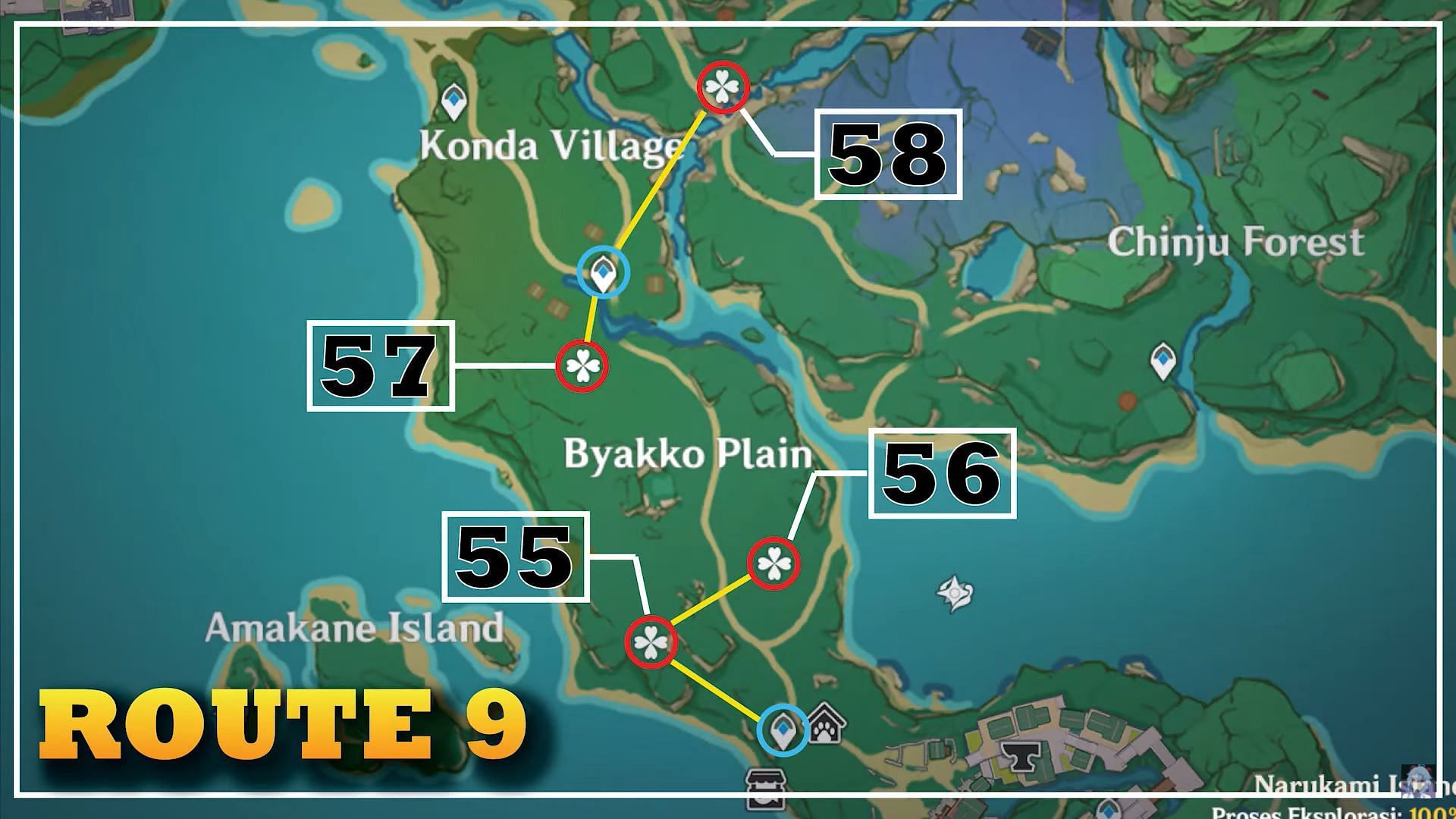 Farming Route 9 - Konda village to Byakko (Image via HoYoverse)