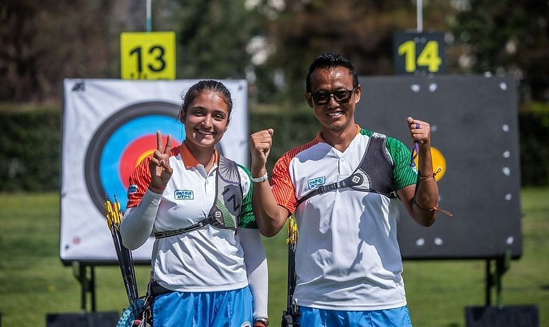 Indian archers Ridhi Phor (left) and Tarundeep Rai. (PC: World Archery)