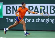 The 21-time Major champion prepares to strike a forehand