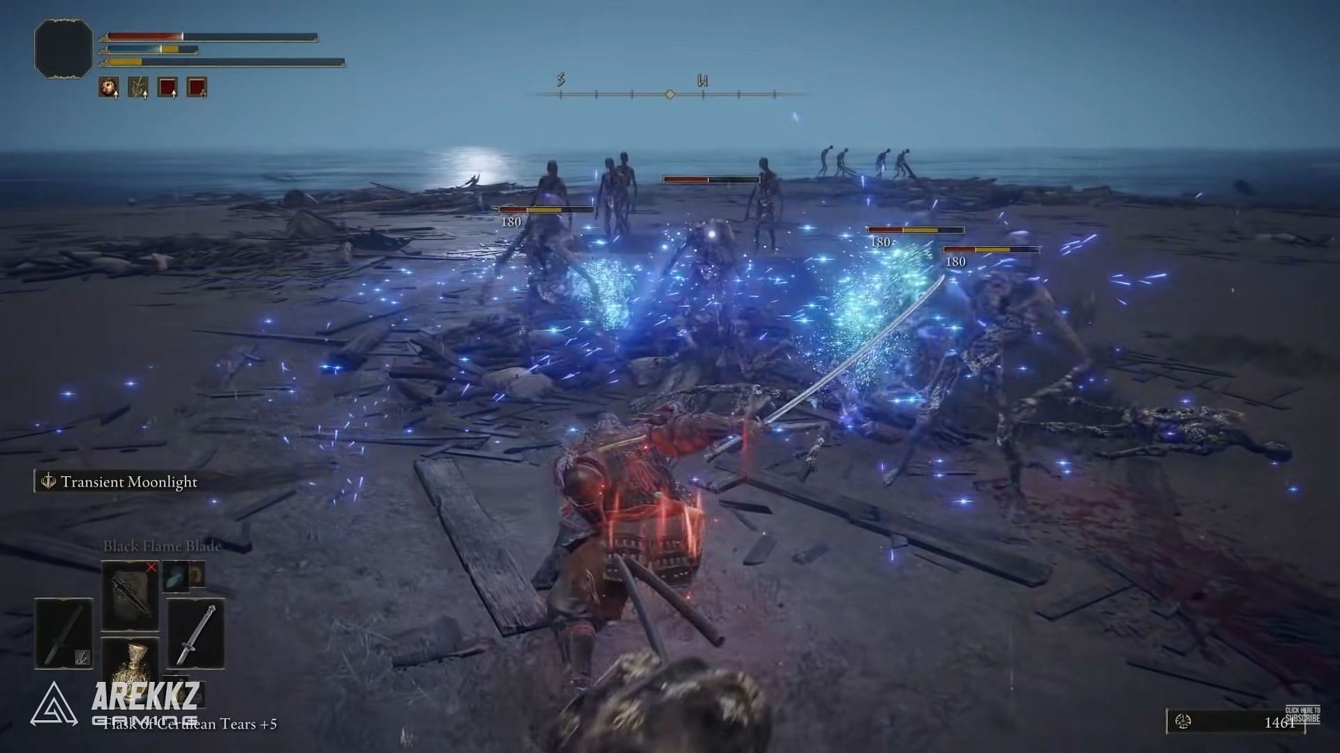 The hybrid melee build with Moonveil is good but costly in Elden Ring (Image via Arekkz Gaming/Youtube)