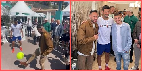 Novak Djokovic took part in a round of keepie uppie with Neymar and Marco Verratti in Monte-Carlo