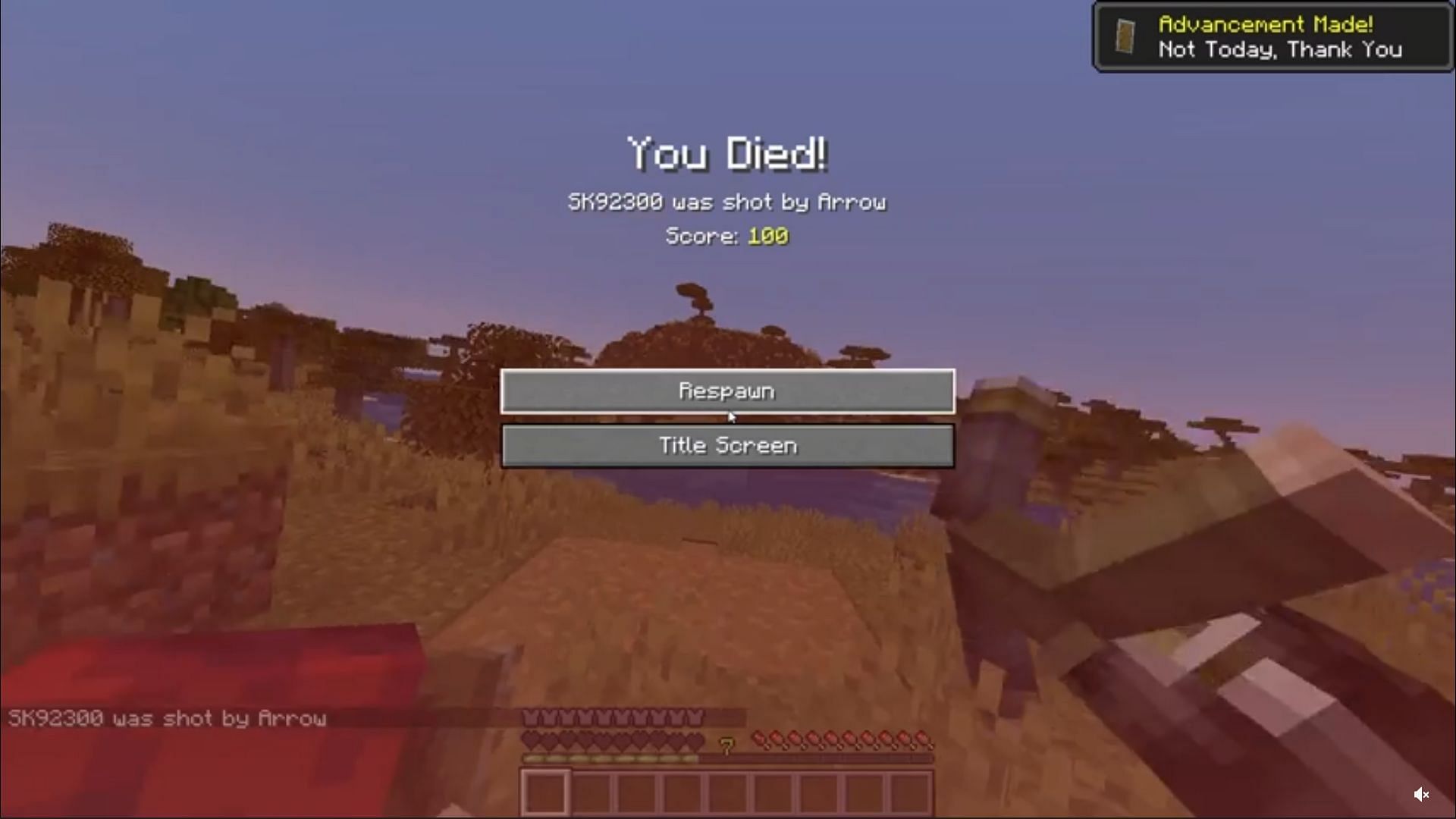 Both villager and player died and rag dolled (Image via u/SK92300 Reddit)