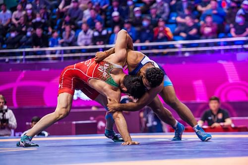 India’s Tokyo Olympian Deepak Punia in action, Photo credit: UWW