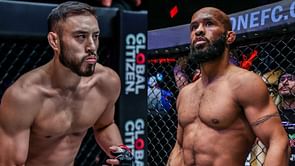 James Yang showcases striking with pad holder Demetrious Johnson