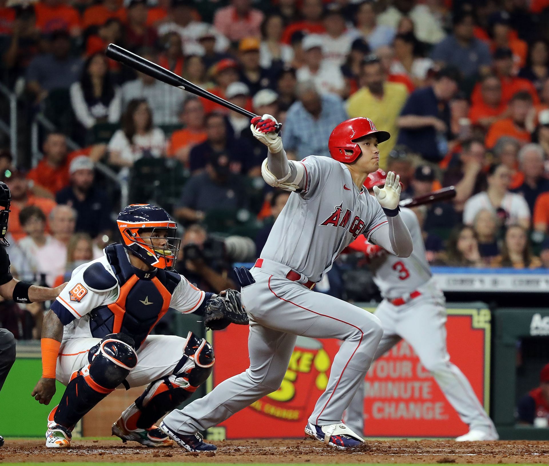 ICYMI: Texas Rangers right fielder Kole Calhoun humorously tries to prevent  reigning MVP Shohei Ohtani from reaching the dugout