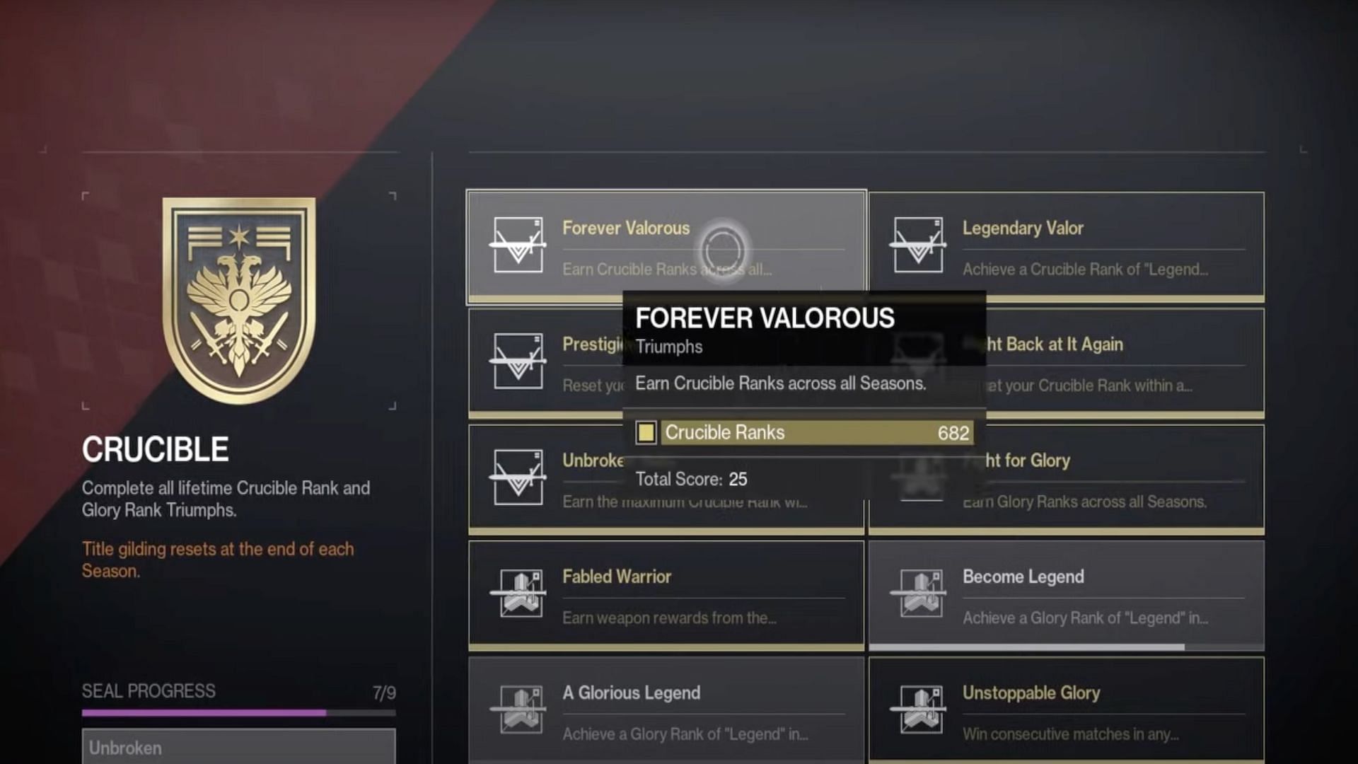 Players can complete different Crucible related triumphs to unlock the Unbroken title (Image via Profane Gaming/YouTube)