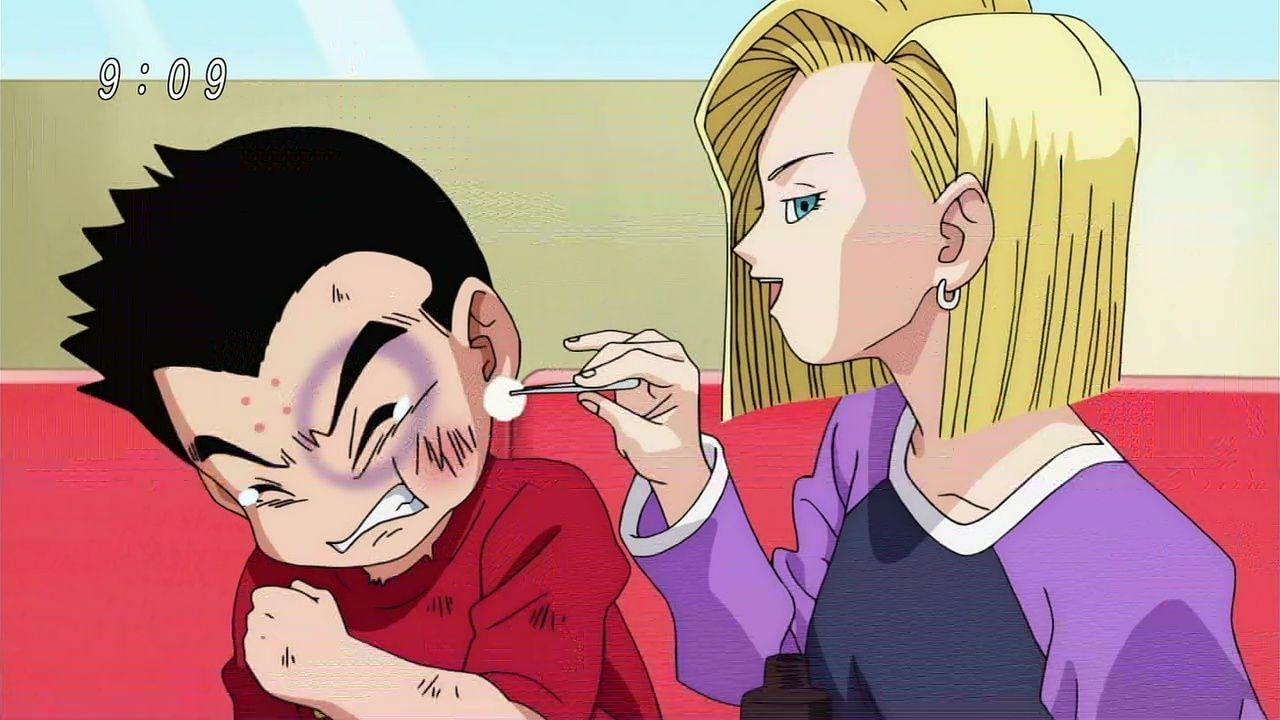 Krillin (left) and Android 18 (right) as seen in the Super anime (Image via Toei Animation)