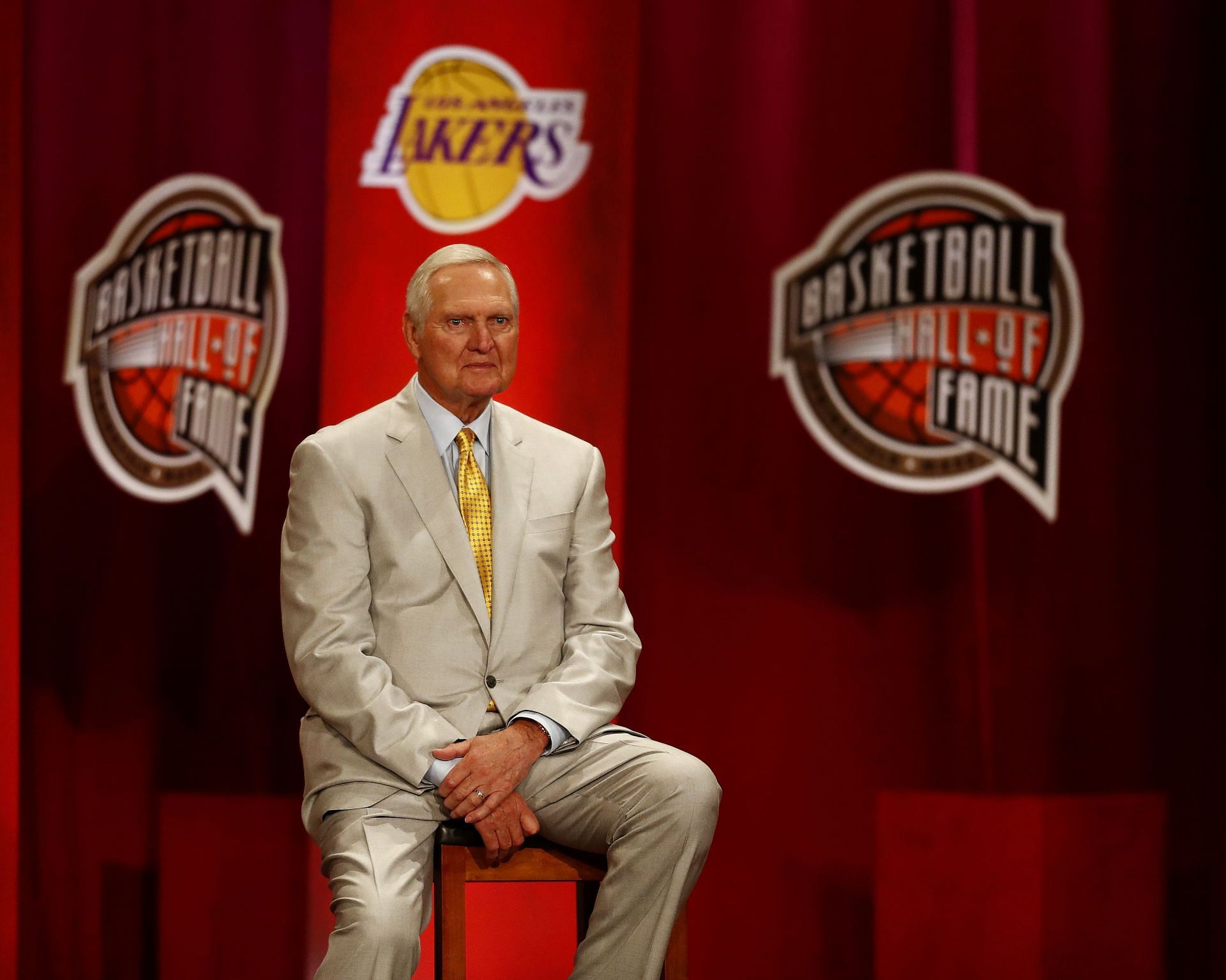 Jerry West at the 2019 Basketball Hall of Fame Enshrinement Ceremony.