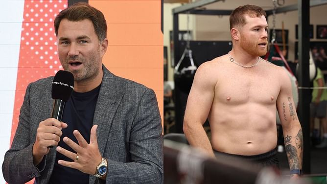 "His neck is the size of my thigh"- Eddie Hearn comments on Canelo Alvarez's transformation ahead of Dmitry Bivol fight