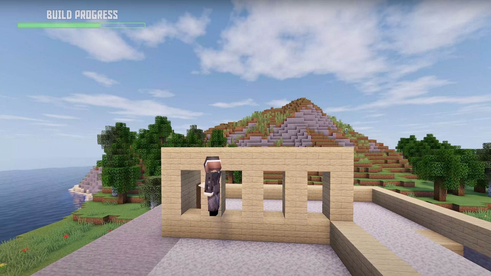 Players can then start working on the second floor, adding floors and walls as needed (Image via Greg Builds/YouTube)