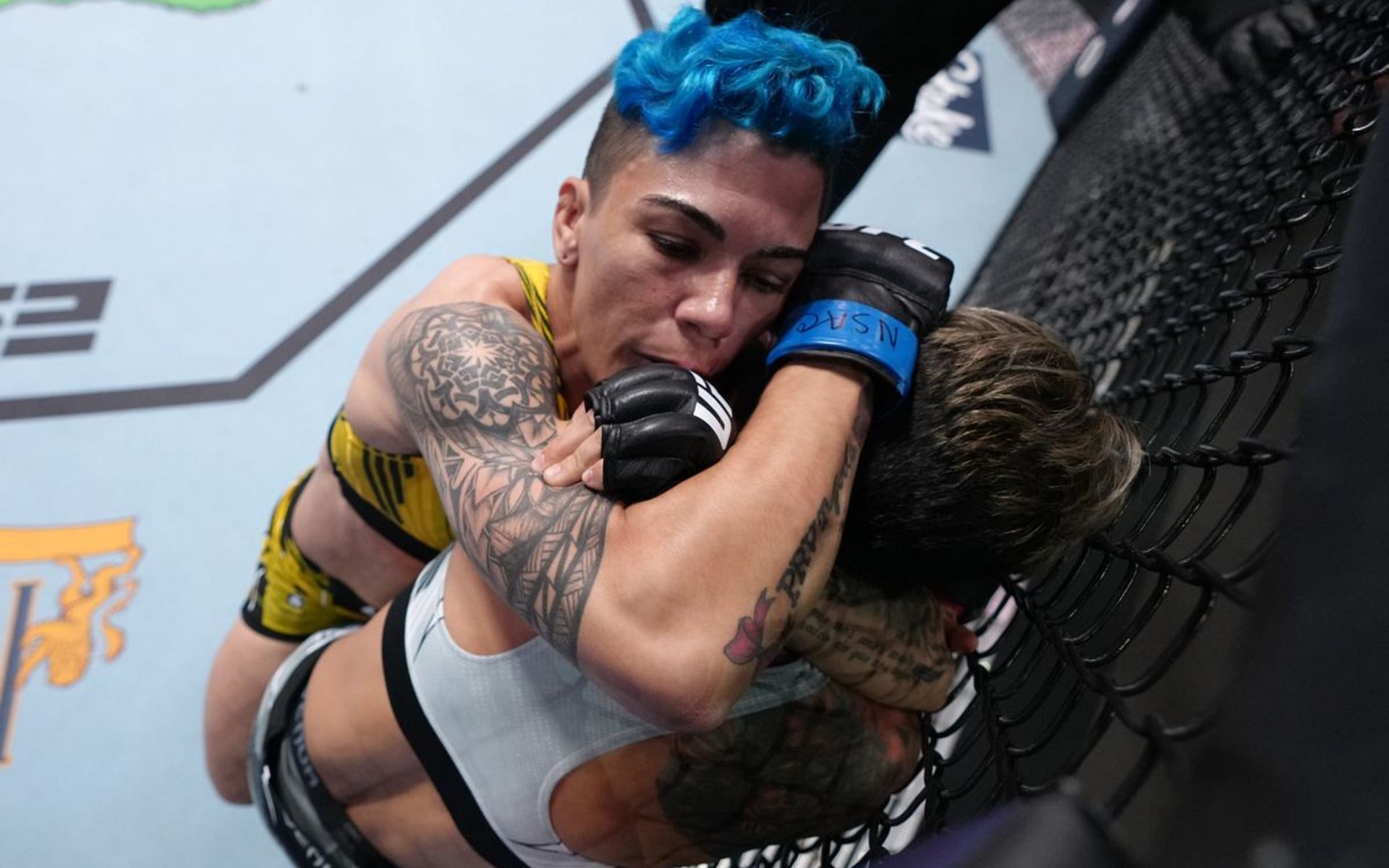Jessica Andrade used the first standing arm triangle choke in octagon history to submit Amanda Lemos