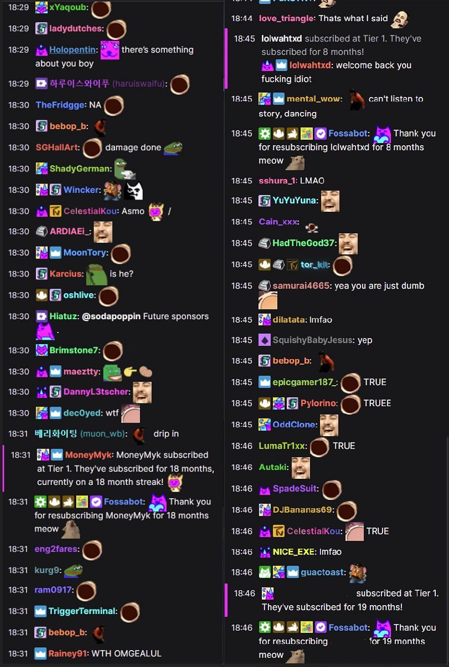 Fans reacting to the streamer&#039;s statement (Images via Sodapoppin/Twitch chat)