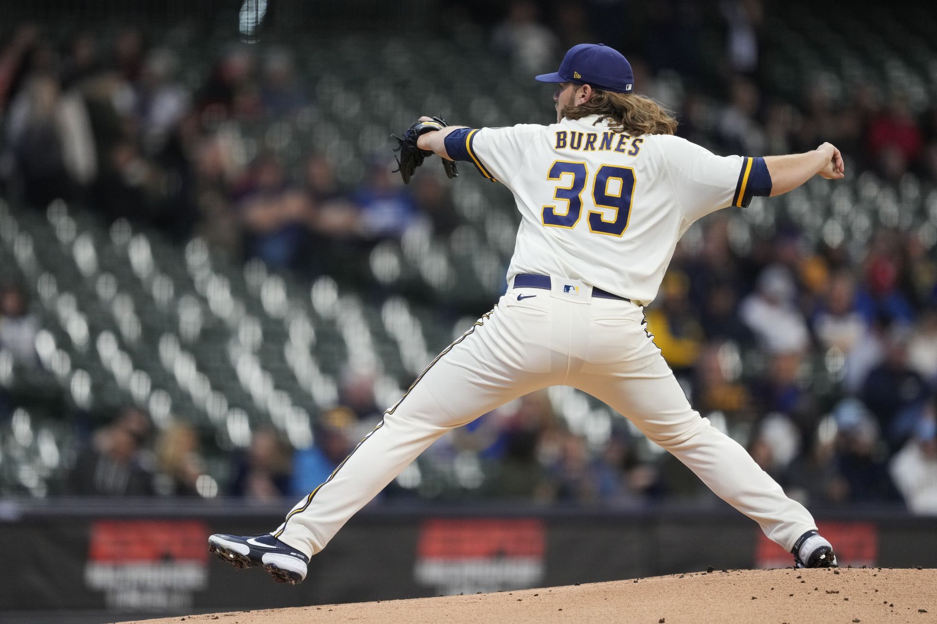 Corbin Burnes pitches during a Pittsburgh Pirates v Milwaukee Brewers game.