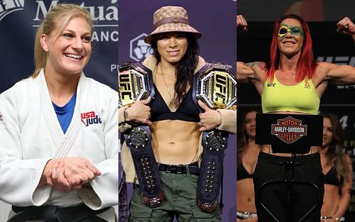 Kayla Harrison (left); Amanda Nunes (centre); Cris Cyborg (right)